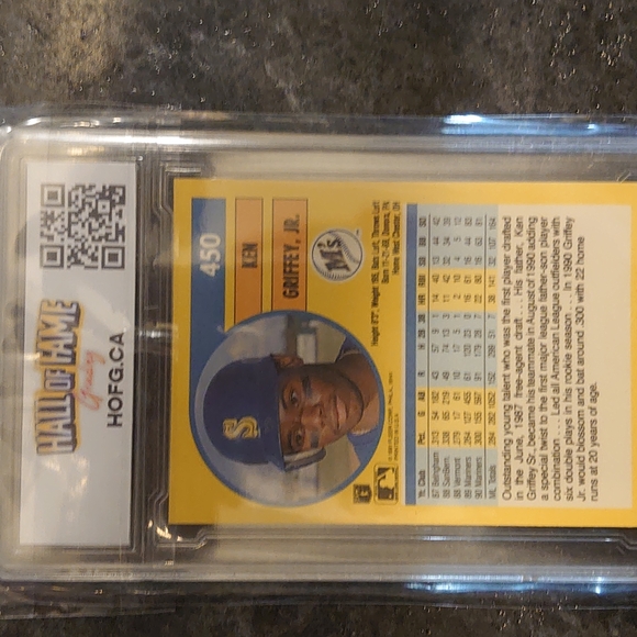 1991 Fleer #450 Ken Griffey Jr, Graded 9 MINT. BAT AROUND .300 VARIATION - Picture 2 of 3